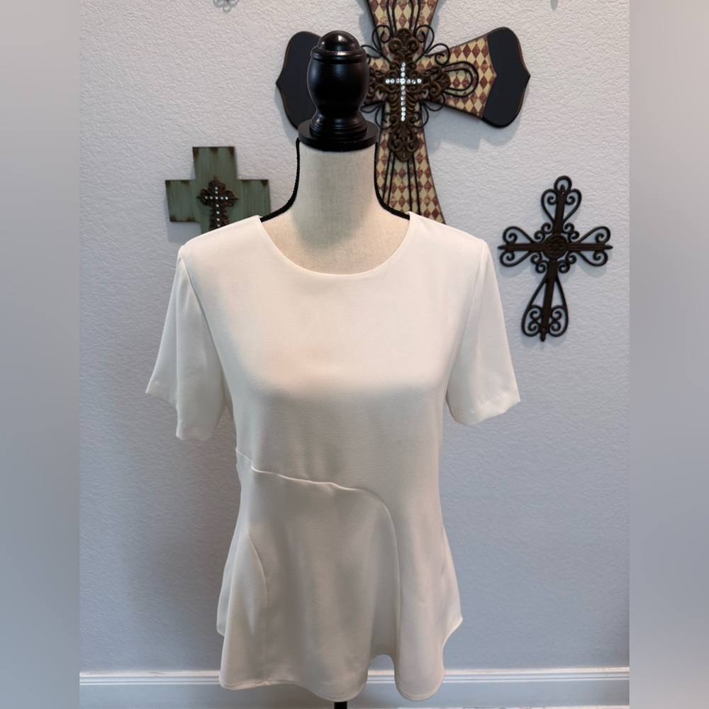 White Ann Taylor, size 2 Asymmetrical Peplum Blouse NEW WITH TAGS!!!